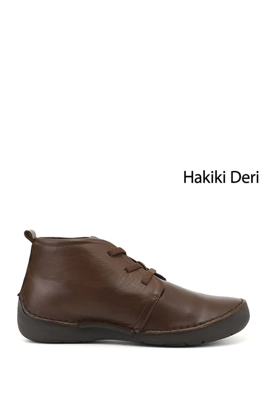 Kadın Açık Kahve Bağcıklı Hakiki Deri Comfort Bot
