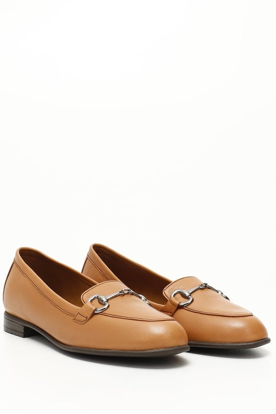 Gon Genuine Leather Round Toe Flat Bottom Buckled Women's Flats 24162