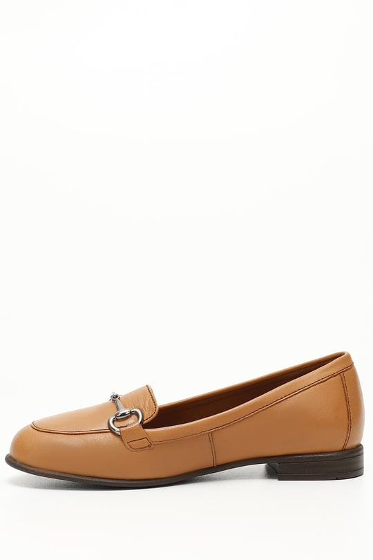 Gon Genuine Leather Round Toe Flat Bottom Buckled Women's Flats 24162