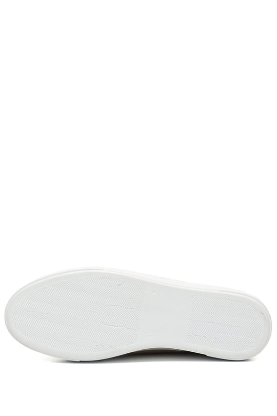 Kadın Altın Bağcıklı Dolgu Taban Hakiki Deri Sneaker