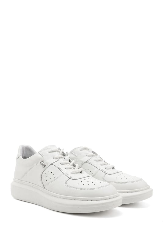 Kadın Beyaz Dolgu Taban Hakiki Deri Sneaker