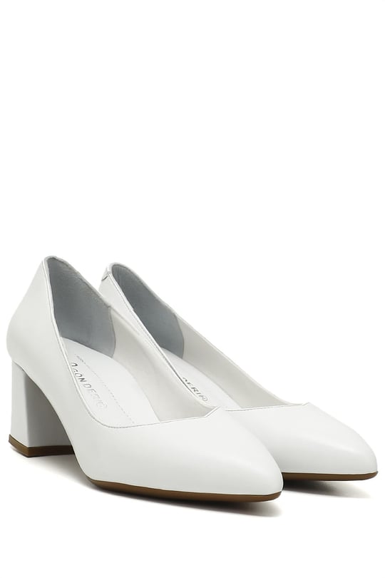 GÖNDERİ(R) Genuine leather pointed toe medium thick heels women shoes 24170
