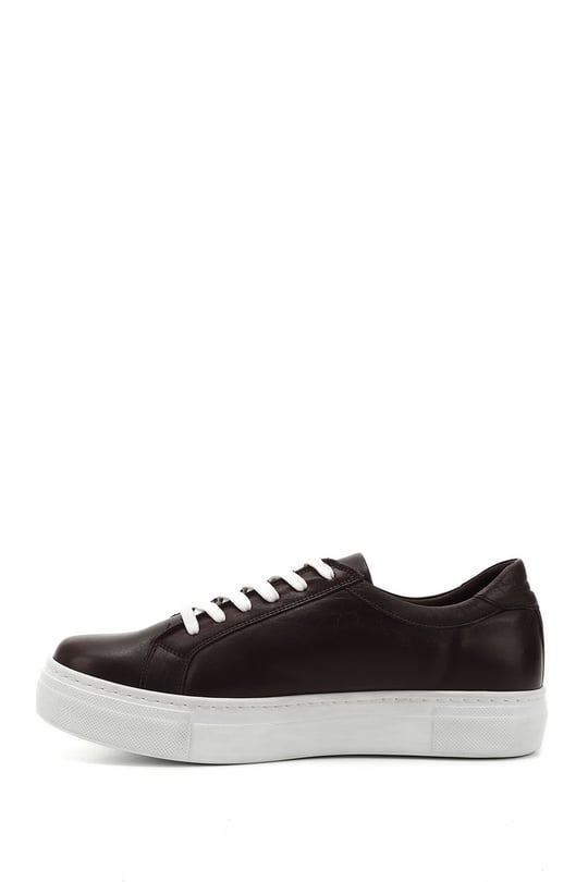 Kadın Bordo Antik Bağcıklı Dolgu Taban Hakiki Deri Sneaker