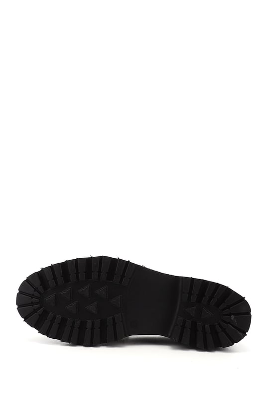 Kadın Bordo Kalın Topuklu Tokalı Hakiki Deri Loafer Ayakkabı