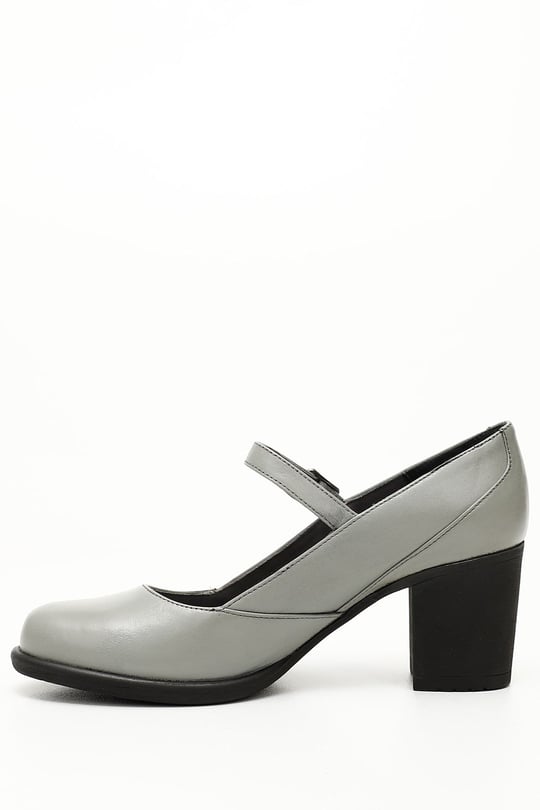 Gön Genuine Leather Round Toe Medium Heel Rubber Sole Women's Shoes 24136