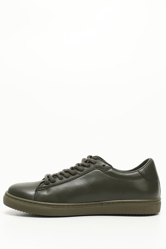 Kadın Haki Antik Bağcıklı Termo Taban Hakiki Deri Sneaker