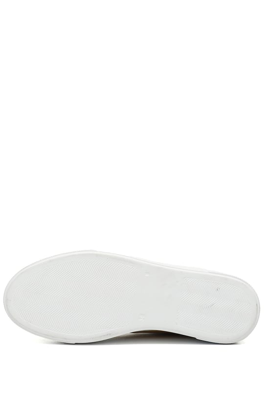 Kadın Hardal Bağcıklı Dolgu Taban Hakiki Deri Sneaker