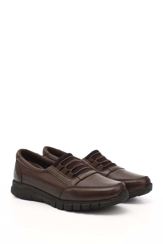Women's Brown Wedge Sole Genuine Leather Shoes