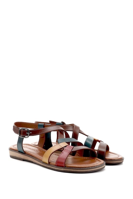 Women's Brown Red Yellow Genuine Leather Sandals