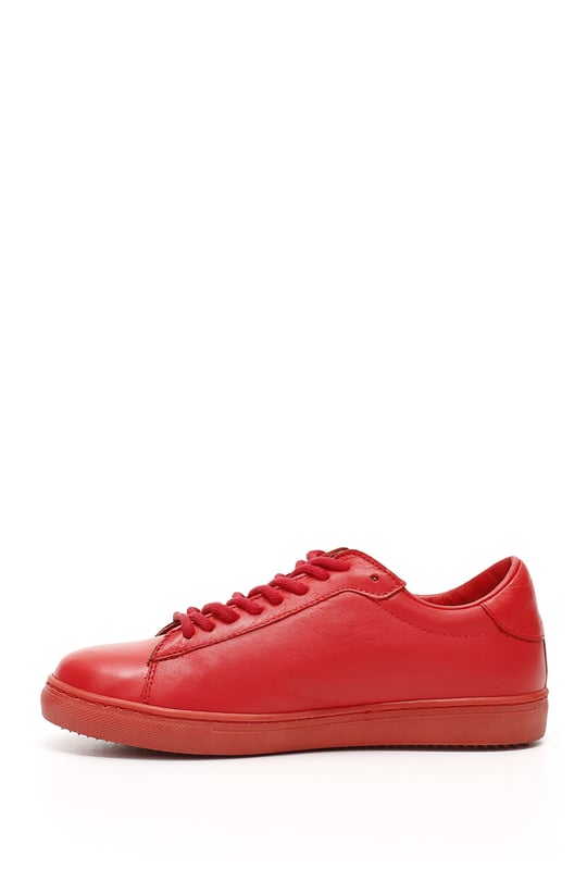 Kadın Kırmızı Antik Bağcıklı Termo Taban Hakiki Deri Sneaker