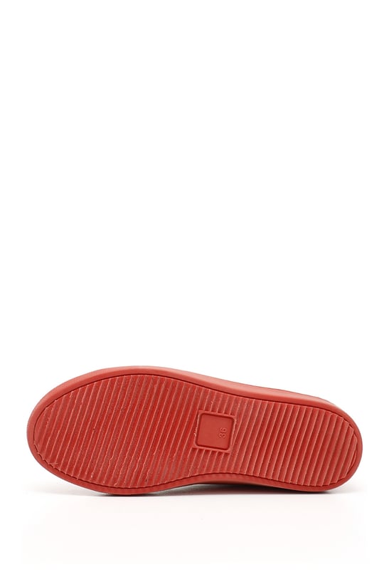 Kadın Kırmızı Antik Bağcıklı Termo Taban Hakiki Deri Sneaker