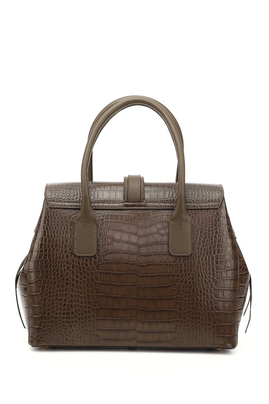 Women's Dark Mink Krako Genuine Leather Hand and Shoulder Bag