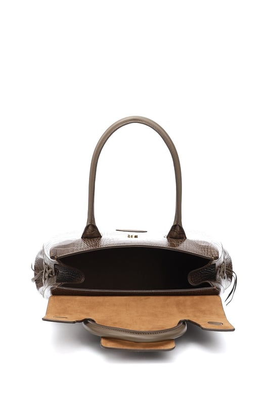 Women's Dark Mink Krako Genuine Leather Hand and Shoulder Bag