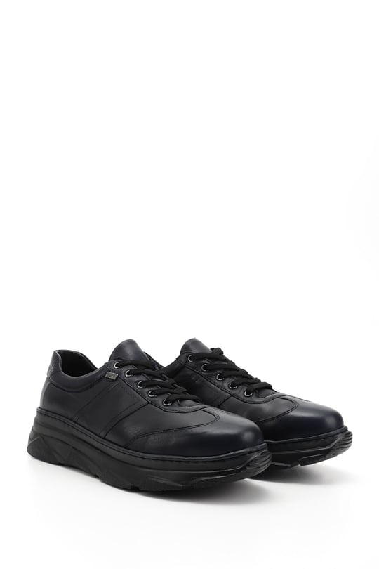 Kadın Lacivert Antik Dolgu Taban Bağcıklı Hakiki Deri Sneaker