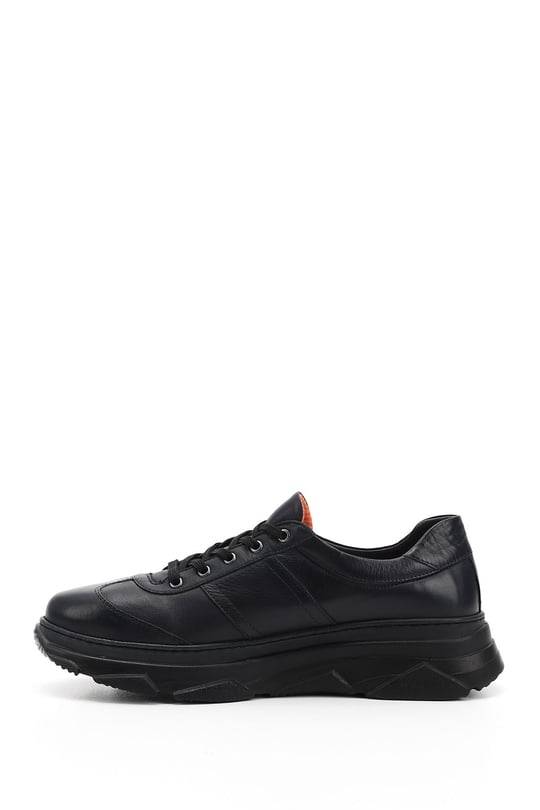 Kadın Lacivert Antik Dolgu Taban Bağcıklı Hakiki Deri Sneaker