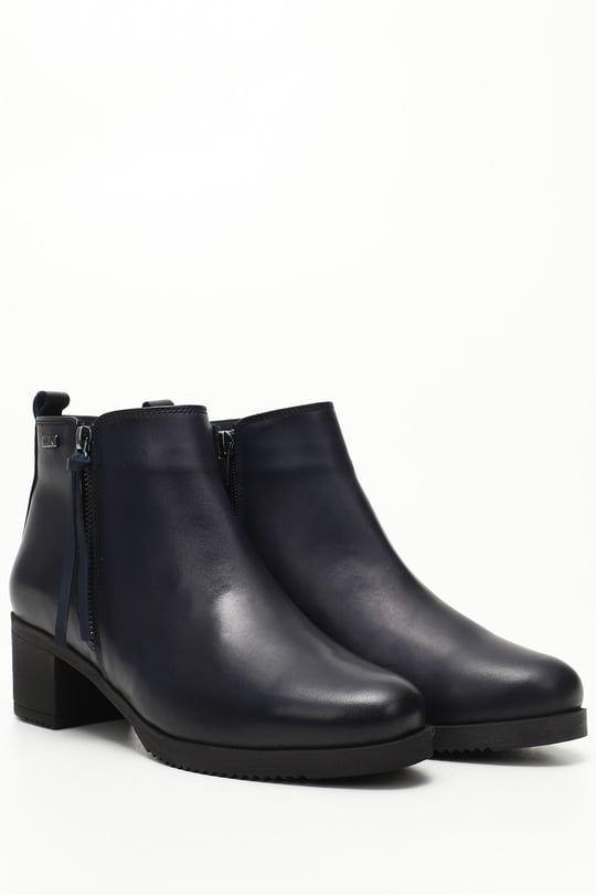 Gon Genuine Leather Round Toe Heeled Rubber Sole Zipper Women's Casual Boots  51460