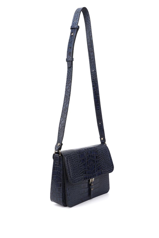 Navy Blue Krako Platinum Genuine Leather Medium Size Women's Shoulder Bag