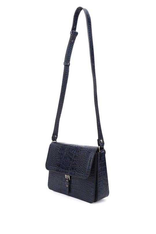 Navy Blue Krako Platinum Genuine Leather Medium Size Women's Shoulder Bag