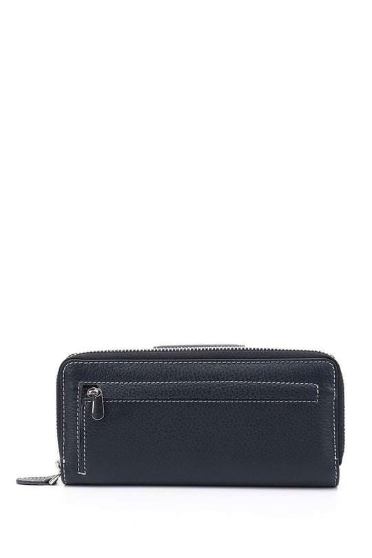 Women's Navy Blue Anthracite Horizontal Genuine Leather Wallet