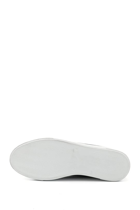 Kadın Mavi Simli Bağcıklı Dolgu Taban Hakiki Deri Sneaker