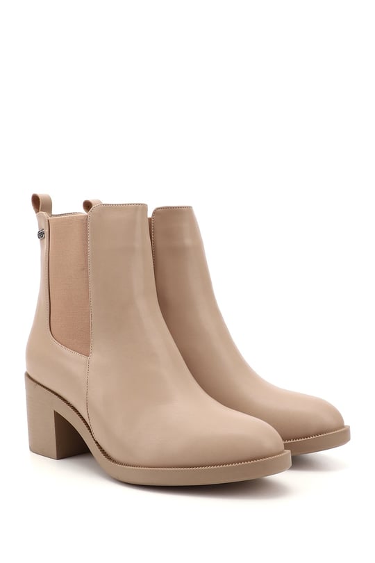 Women's Nude Chunky Heel Chelsea Boots