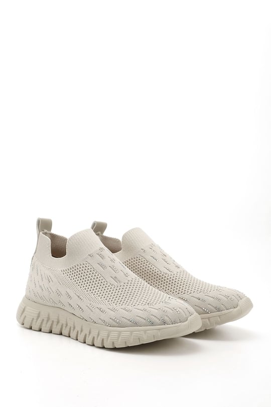 Kadın Nude Triko Taşlı Memory Foam Tabanlıklı Comfort Sneaker