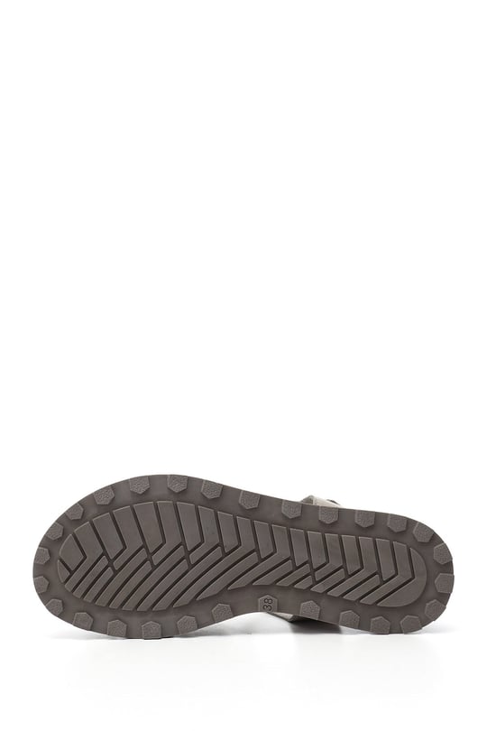 Women's Silver Velcro-Strap Closed Toe Genuine Leather Sandals