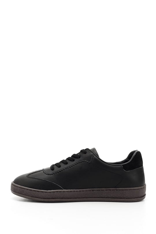 Kadın Siyah Bağcıklı Hakiki Deri Sneaker