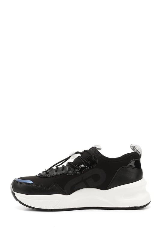 Kadın Siyah Dolgu Taban Triko Comfort Sneaker