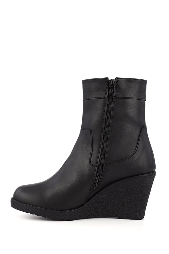 Women's Black Zip-Up Platform Boots