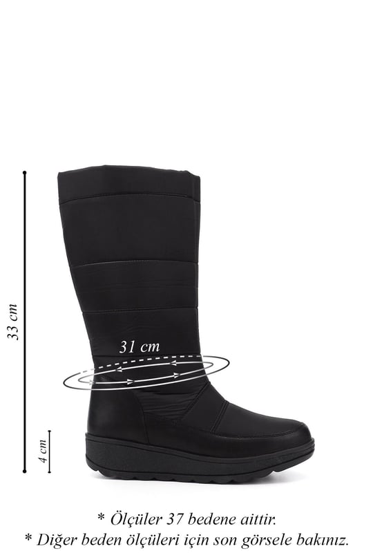 Women's Black Zippered Thermo Sole Comfort Snow Boots