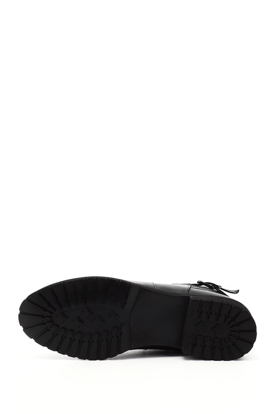Women's Black Zippered Rubber Sole Genuine Leather Boots