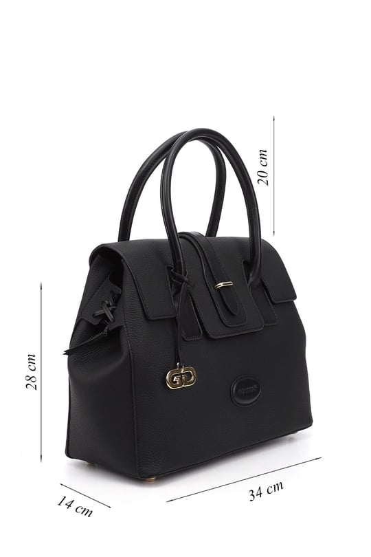 Women's Black Floater Genuine Leather Hand and Shoulder Bag