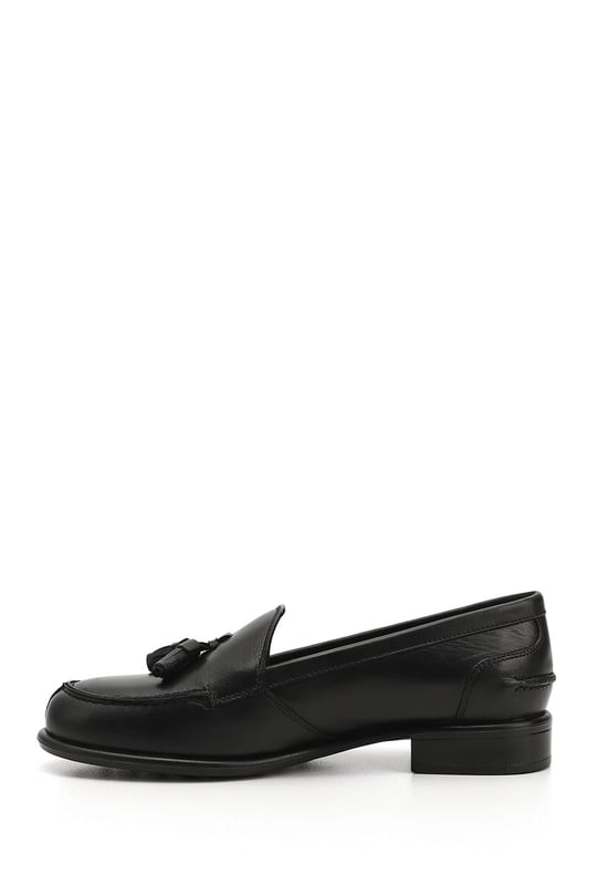 Women's Black Genuine Leather Loafer Shoes