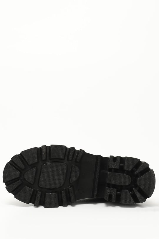 Kadın Siyah Kalın Topuklu Loafer Kuşaklı Ayakkabı