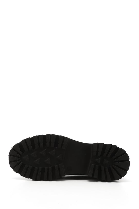 Women's Black Buckled Genuine Leather Loafer Shoes