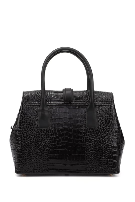 Women's Black Krako Genuine Leather Hand and Shoulder Bag