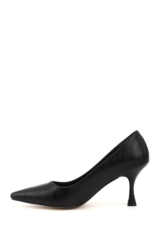 Kadın Siyah Sivri Burun Kadeh Ökçe Stiletto