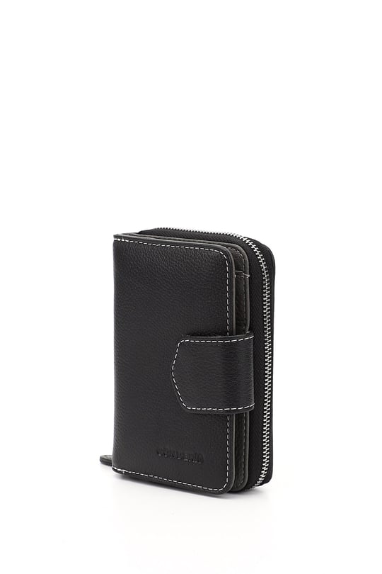 Women's Black Anthracite Vertical Genuine Leather Wallet