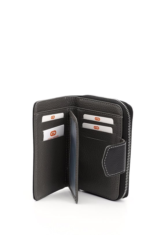 Women's Black Anthracite Vertical Genuine Leather Wallet
