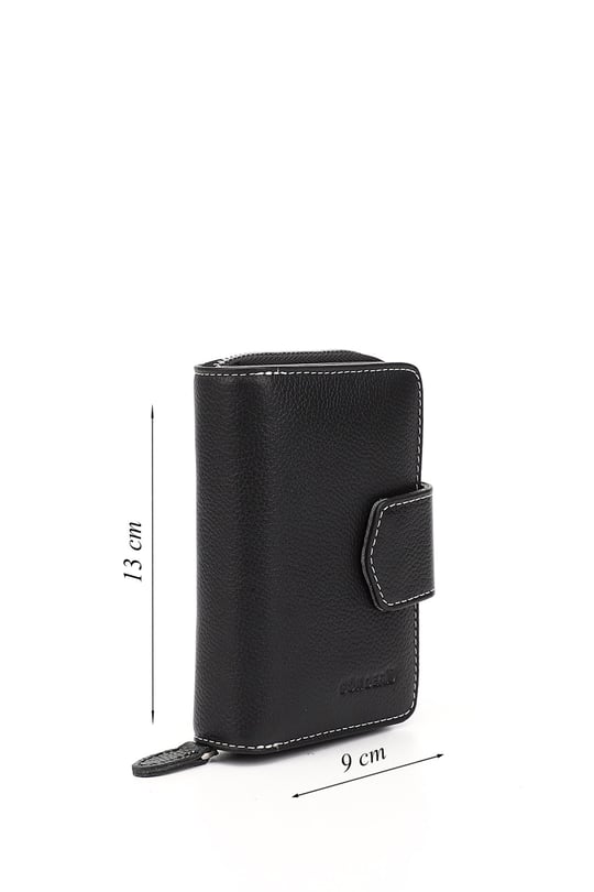 Women's Black Anthracite Vertical Genuine Leather Wallet