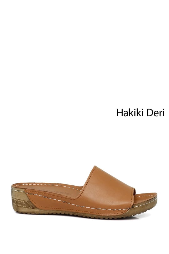Kadın Taba Antik Dolgu Taban Hakiki Deri Terlik