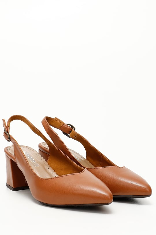 GÖNDERİ(R) Genuine Leather Women's Heeled Summer Shoes 24118