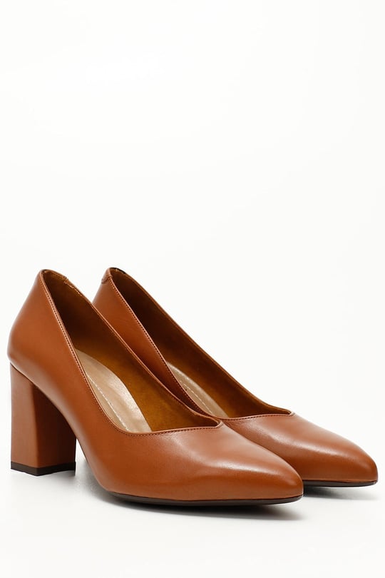 GÖNDERİ(R)  Genuine  leather pointed toe high thick heels women shoes 24171