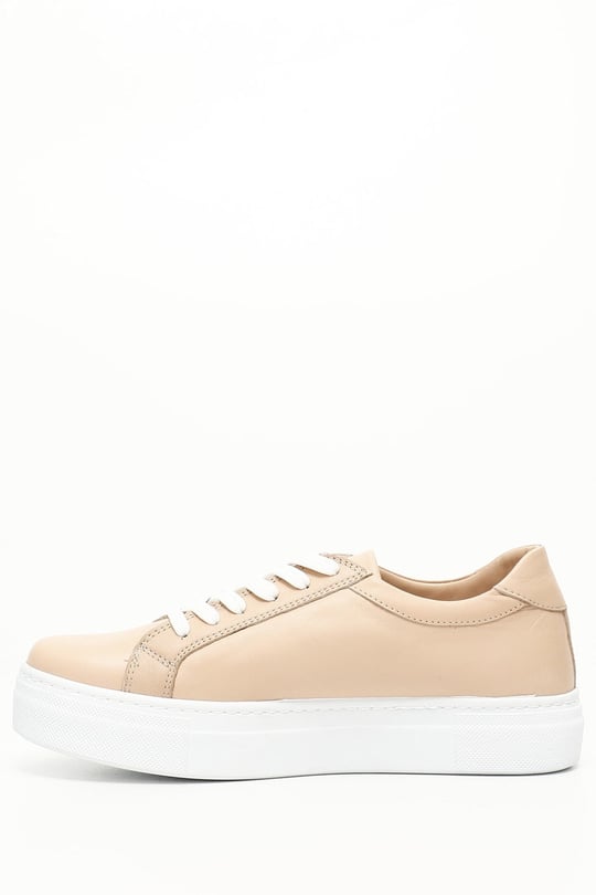 Kadın Ten Bağcıklı Dolgu Taban Hakiki Deri Sneaker