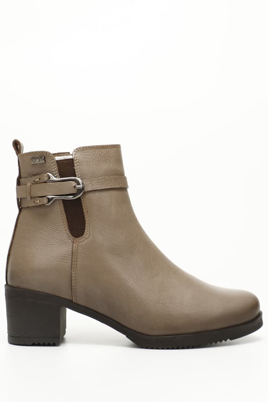 Gon Genuine Leather Round Toe Rubber Sole Heels Zippered Buckle Women's Casual Boots  51464