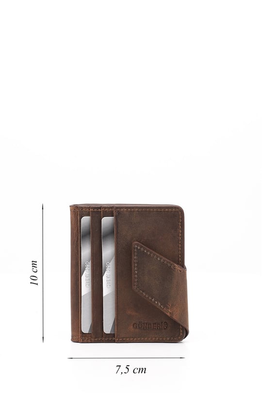 Kahve Crazy Hakiki Deri Unisex Kartlık