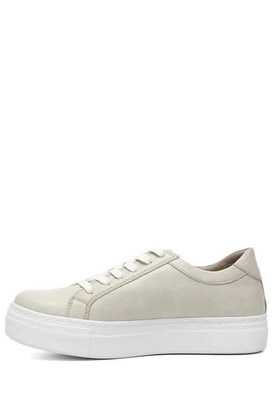 KOYU BEJ Gön Yuvarlak Burun Düz Taban Bağcıklı Kadın Sneaker 04240