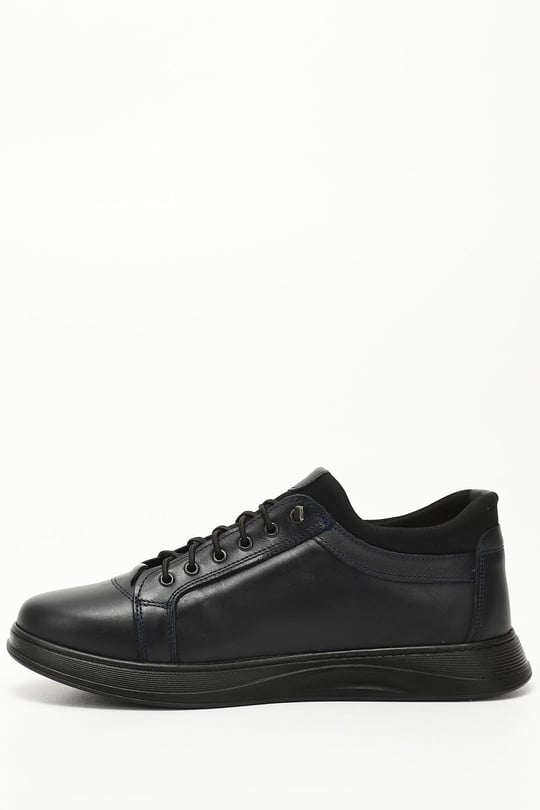 Lacivert Antik Gön Hakiki Deri Yuvarlak Burun Bağcıklı Günlük Erkek Sneaker 01088
