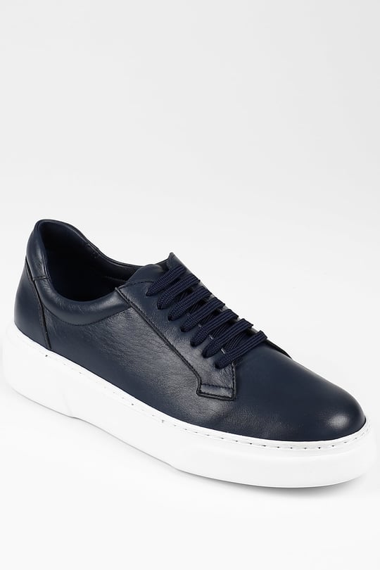 LACİVERT ANTİK Gön Platinum Hakiki Deri Yuvarlak Burun Bağcıklı Günlük Erkek Sneaker 35910